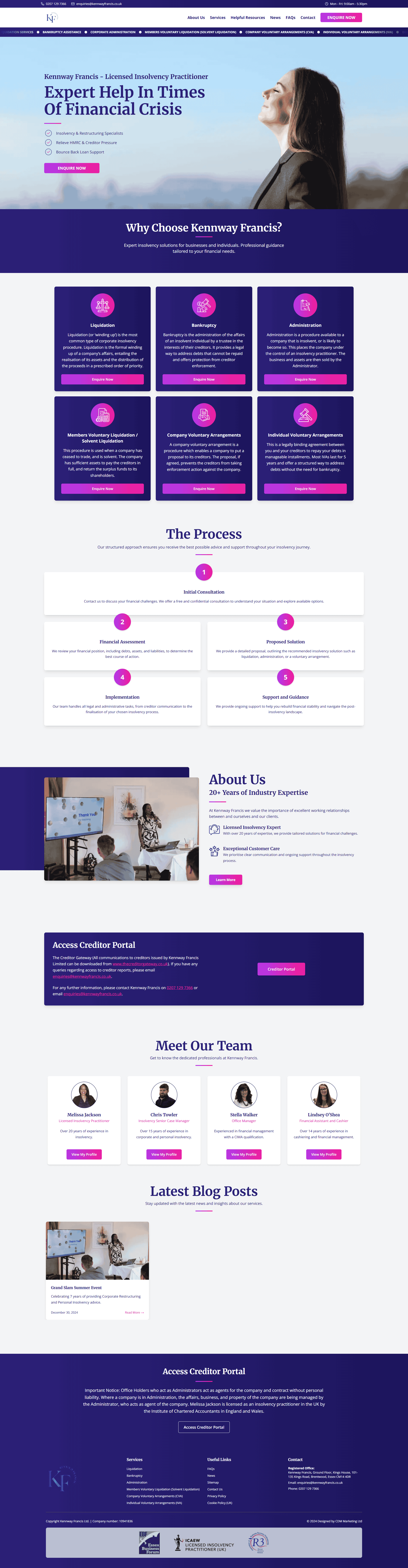 Kennway Francis website design by CDM
